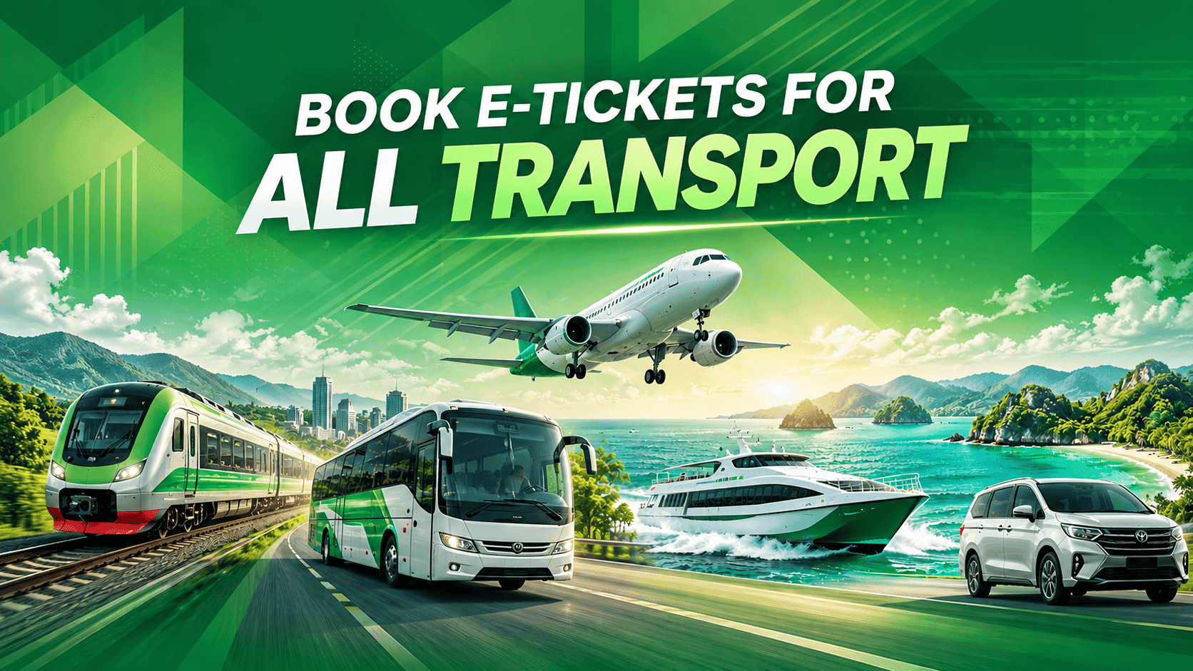 Book e-tickets for all transport — plane, boat, bus, train and car